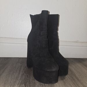 Fashion Nova Black Platform Heeled Boots